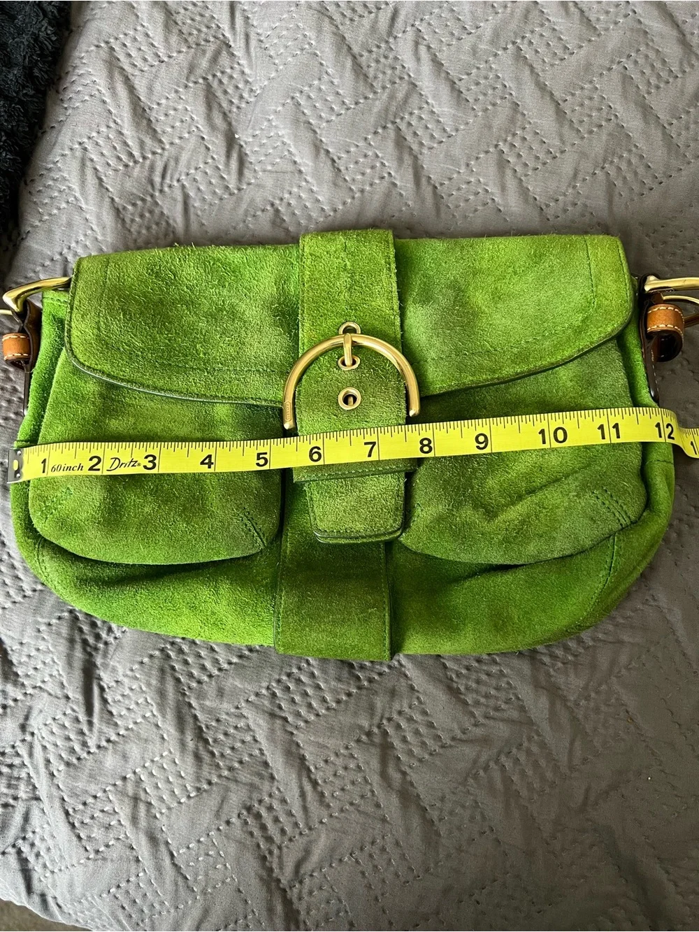 Coach Green Suede Belt-Accent SoHo Shoulder Bag